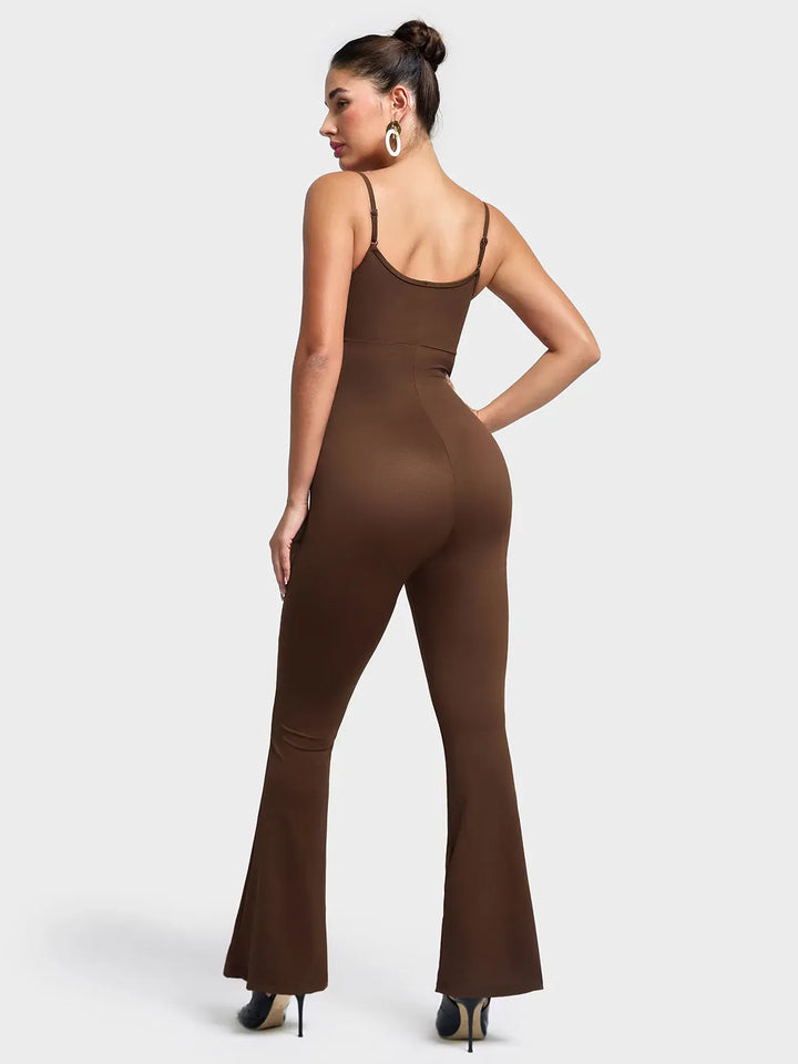 Butt Lift Flare Leg Strappy Jumpsuit