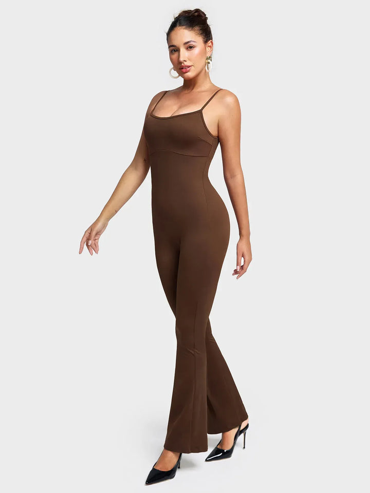 Butt Lift Flare Leg Strappy Jumpsuit