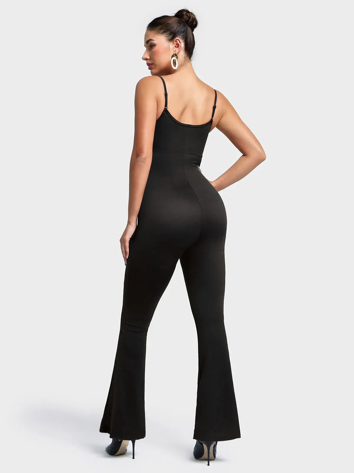 Butt Lift Flare Leg Strappy Jumpsuit