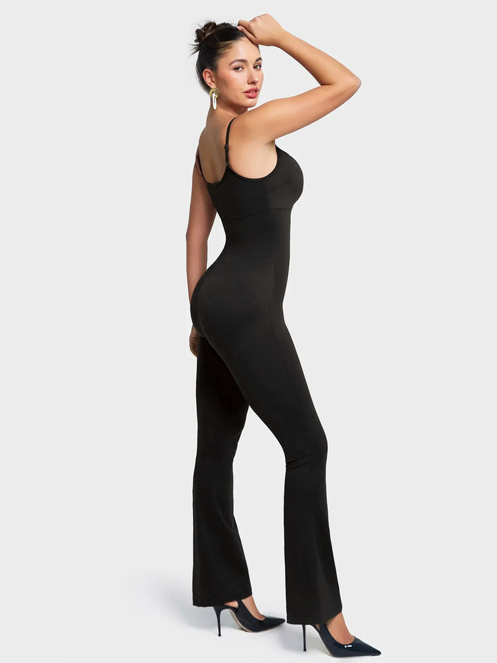 Butt Lift Flare Leg Strappy Jumpsuit