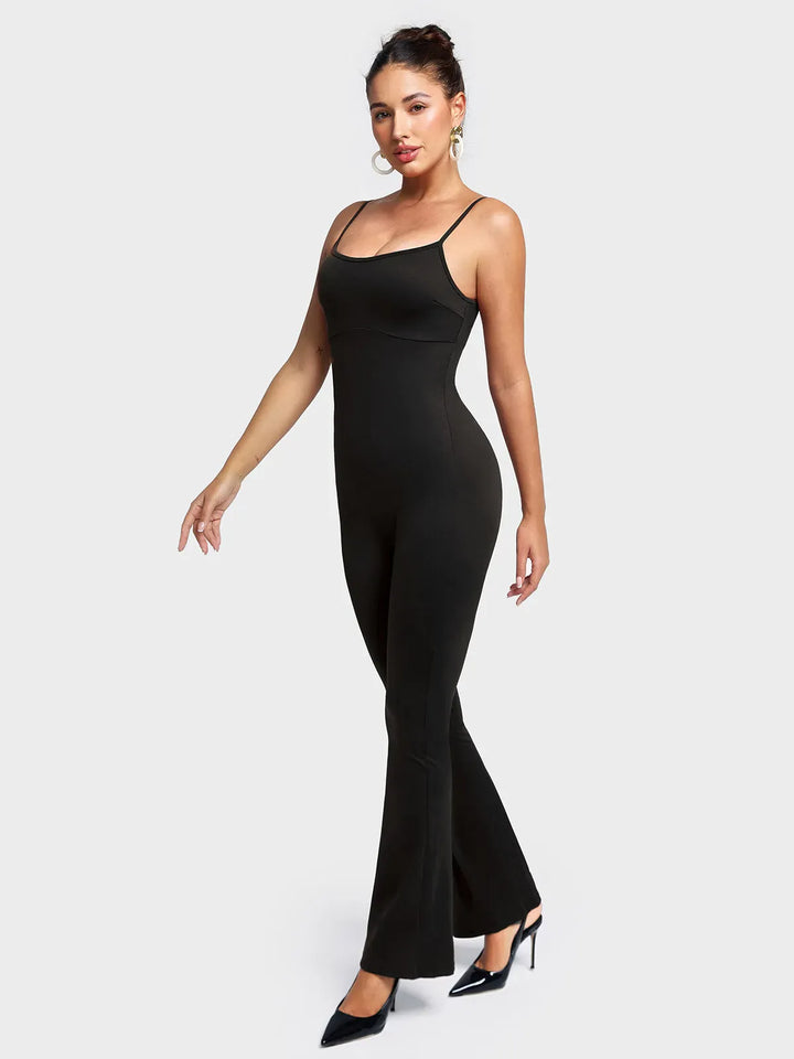 Butt Lift Flare Leg Strappy Jumpsuit