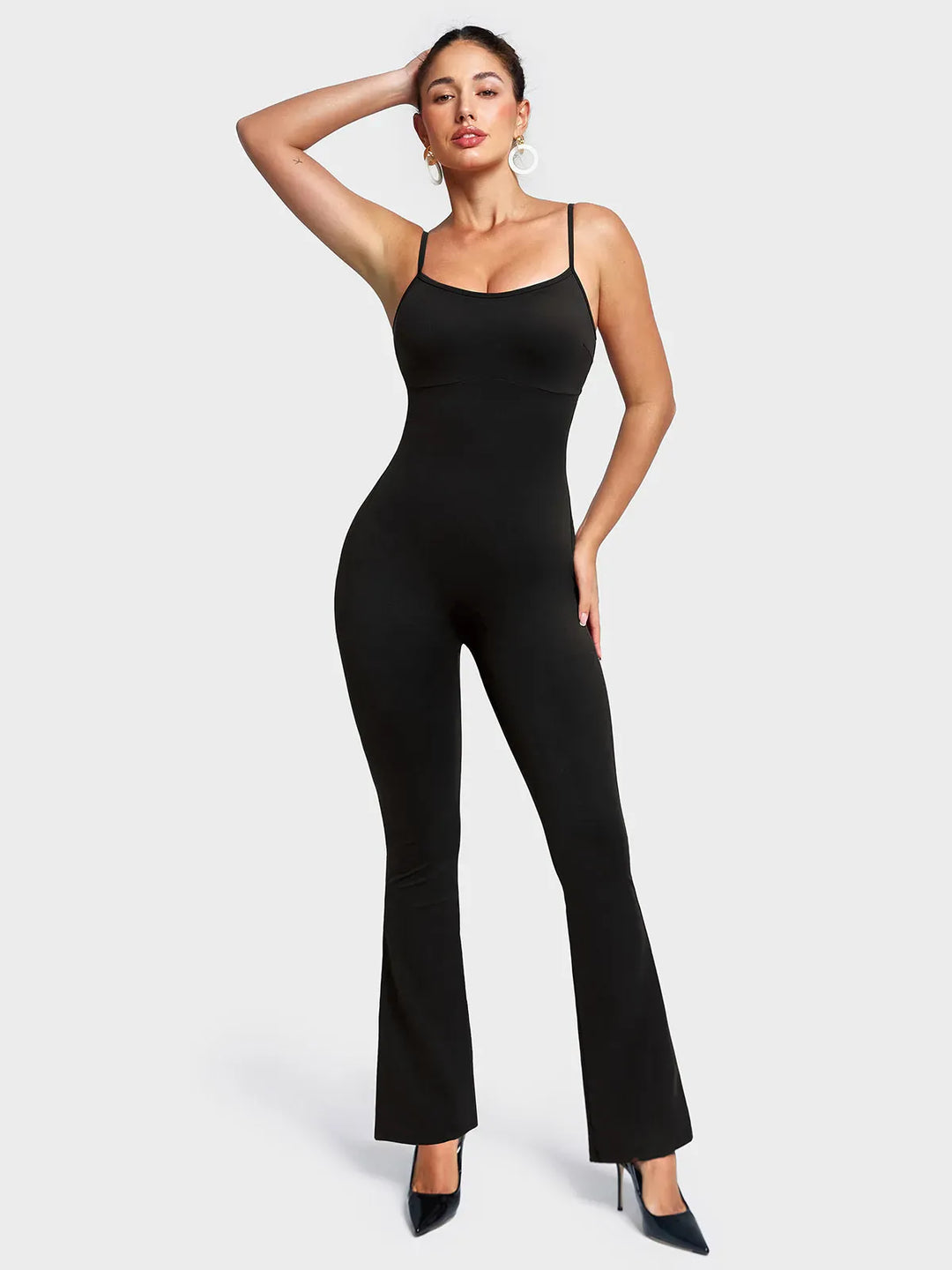 Butt Lift Flare Leg Strappy Jumpsuit