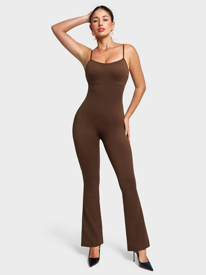 Butt Lift Flare Leg Strappy Jumpsuit