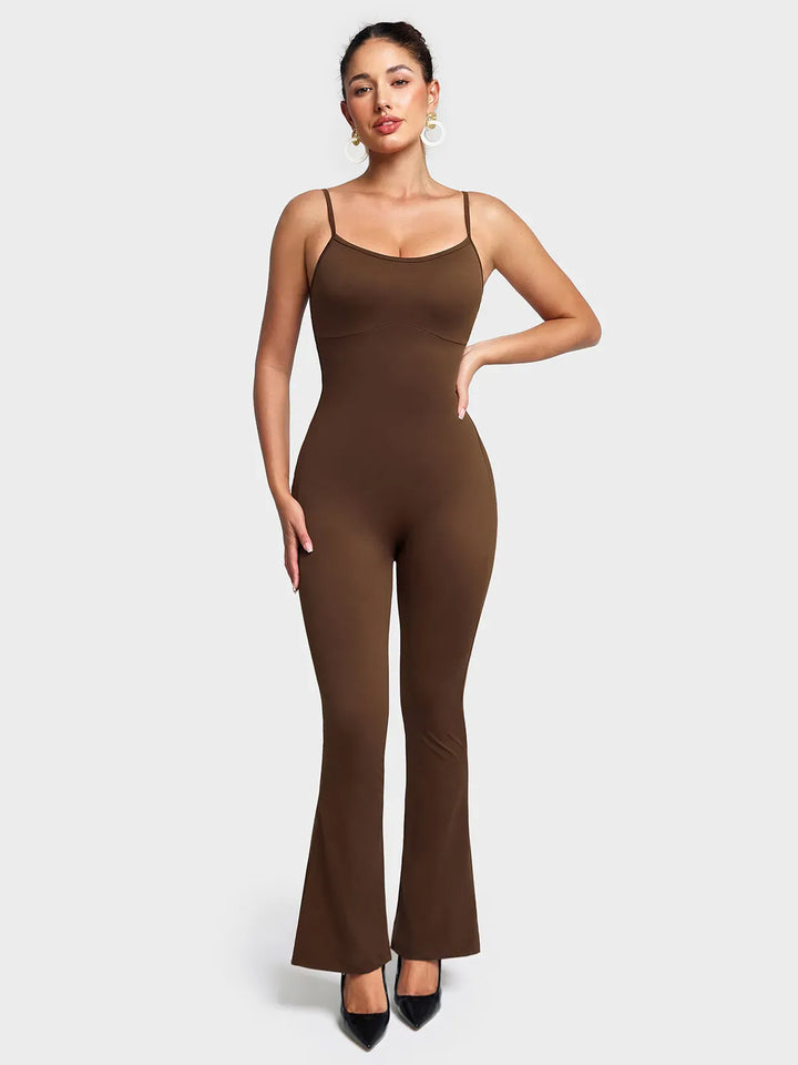 Butt Lift Flare Leg Strappy Jumpsuit