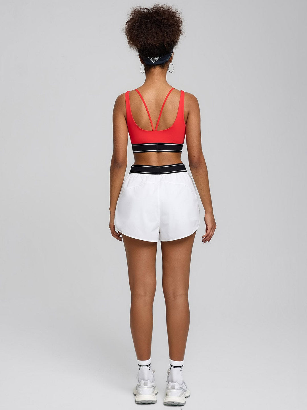 Contrast 2-in-1 Mesh Bra Flowy Shorts Running Set