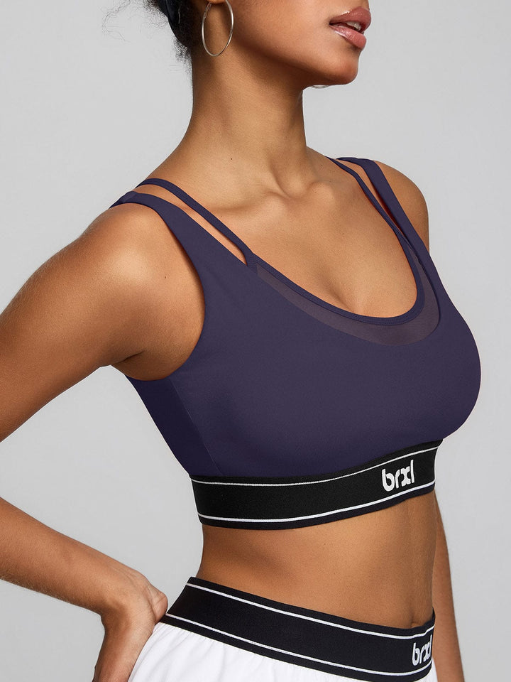 Contrast 2-in-1 Mesh Bra Flowy Shorts Running Set