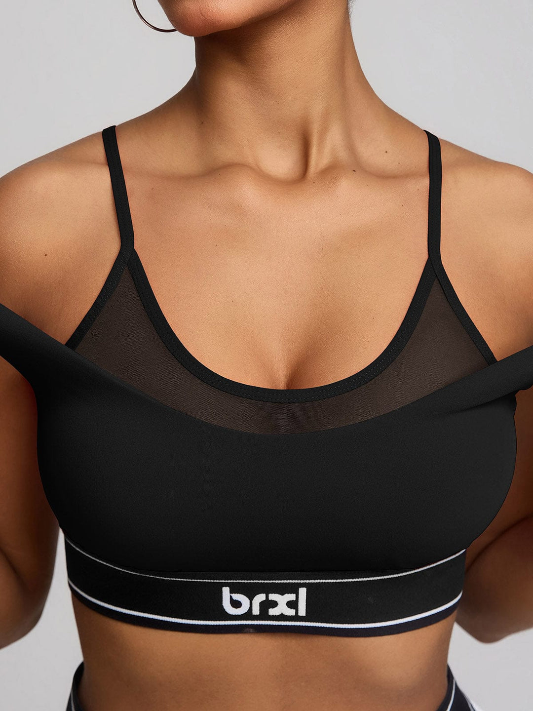 Contrast 2-in-1 Mesh Bra Flowy Shorts Running Set