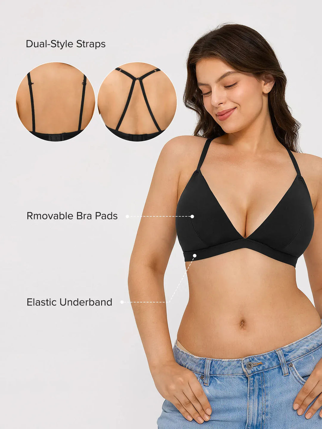 A model wearing a BRXL® Convertible Strap Supportive Sports Bra in