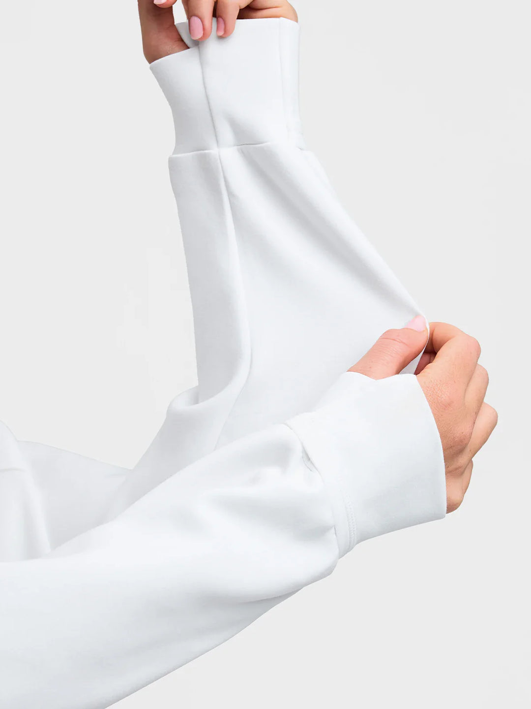A model wearing a BRXL® Cropped Half-Zip Pullover Comfort Hoodie