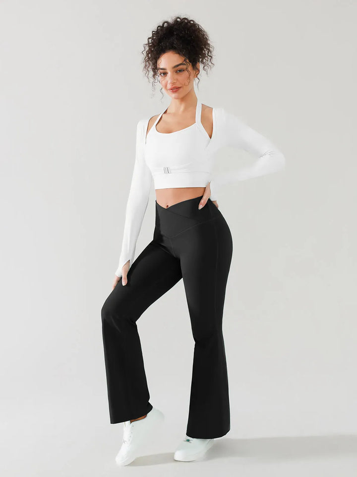 Crossover Butt Lifting Flared Yoga Pants 31"