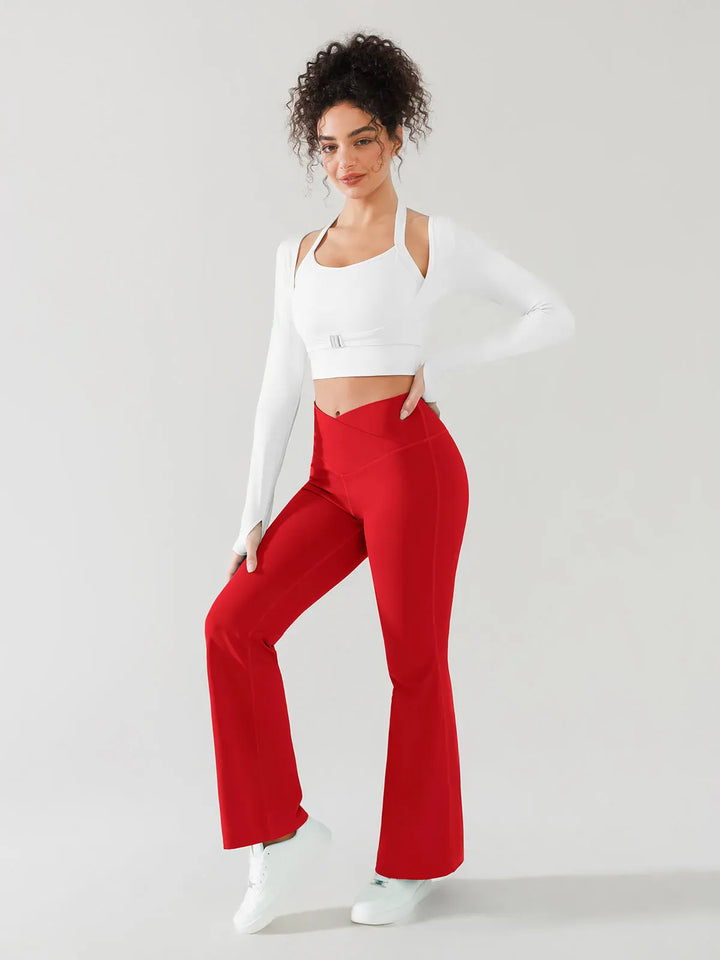 Crossover Butt Lifting Flared Yoga Pants 31"