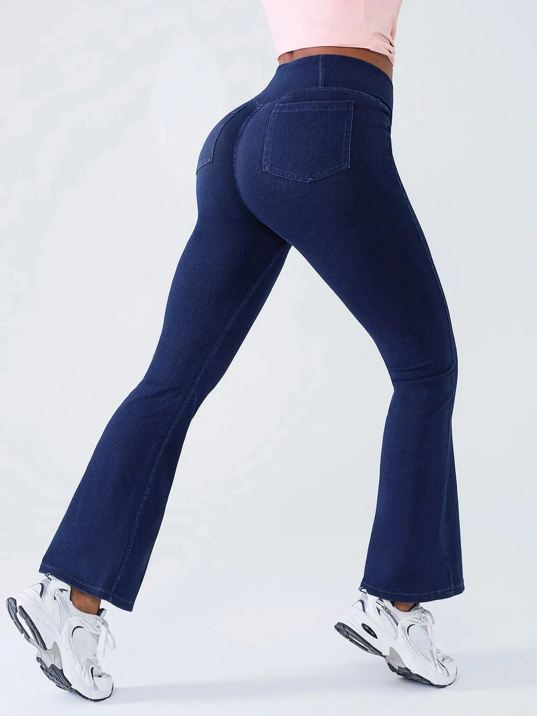 BRXL® Navy Blue / XS Crossover Denim Flare Leggings with Pockets