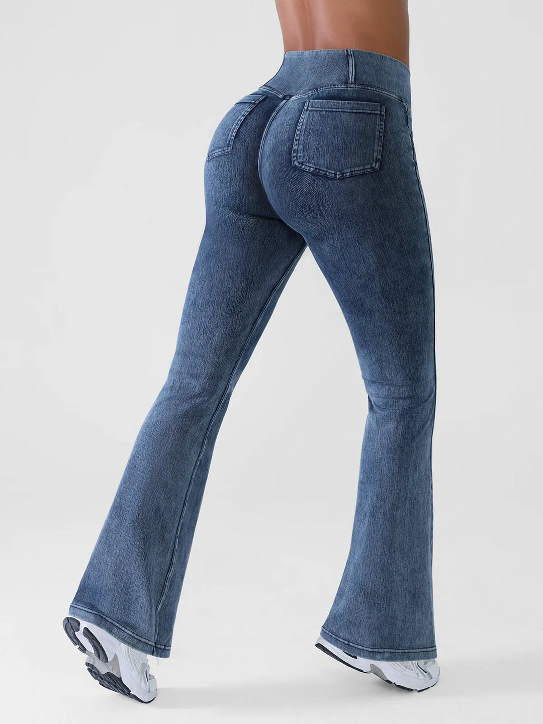 Crossover Denim Side Pockets Flare Leggings Tall