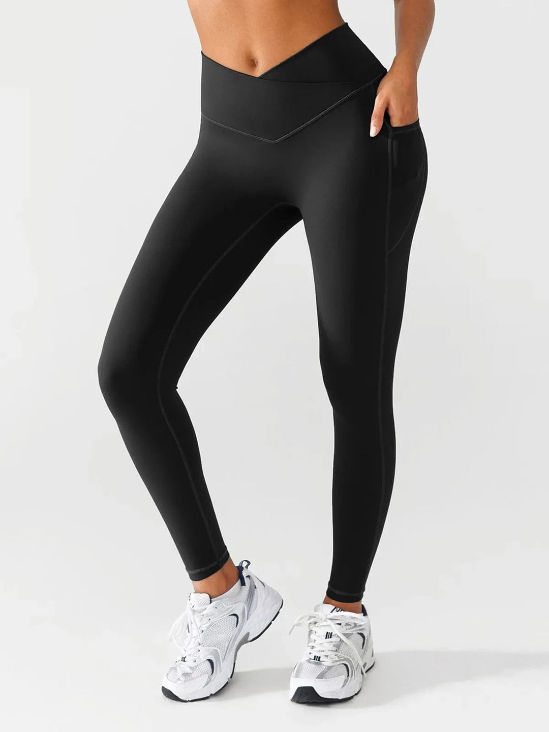 BRXL® Black / XS Crossover Running Leggings with Pockets