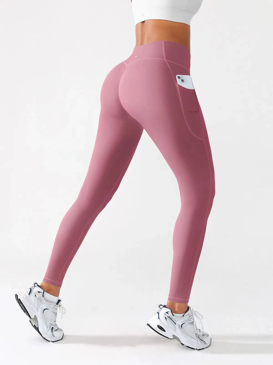 BRXL® Pink / XS Crossover Running Leggings with Pockets