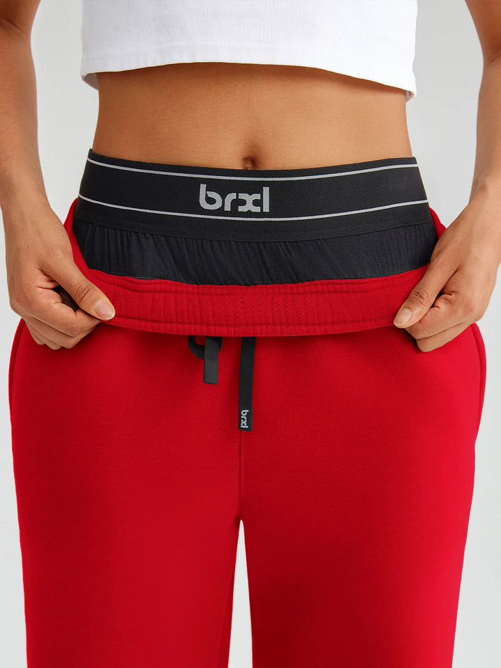 A model wearing a BRXL® Double Waistband Drawstring Mid-Rise Straight-Leg SweatPants