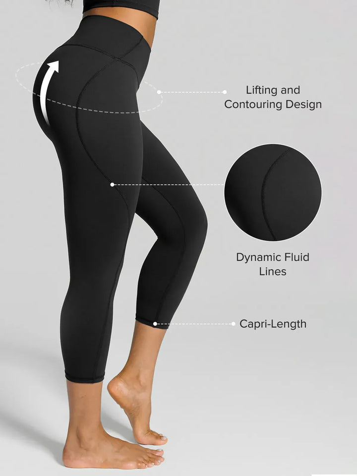 A model wearing a BRXL® Half Front Zipper Cropped Top Side Pockets Fleece Lined Leggings Set in