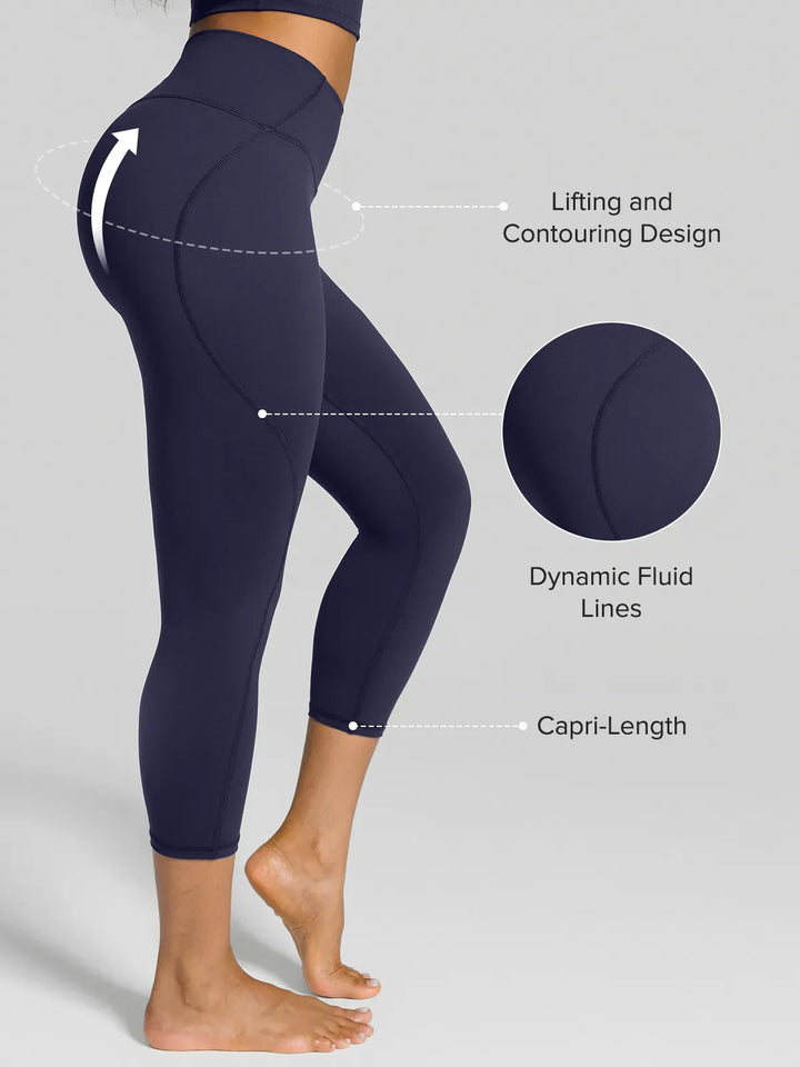 A model wearing a BRXL® Half Front Zipper Cropped Top Side Pockets Fleece Lined Leggings Set in