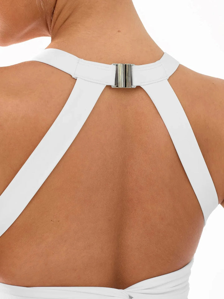 BRXL® Halter Buckle Tank Top with Shlef Bra For Low Impact Yoga
