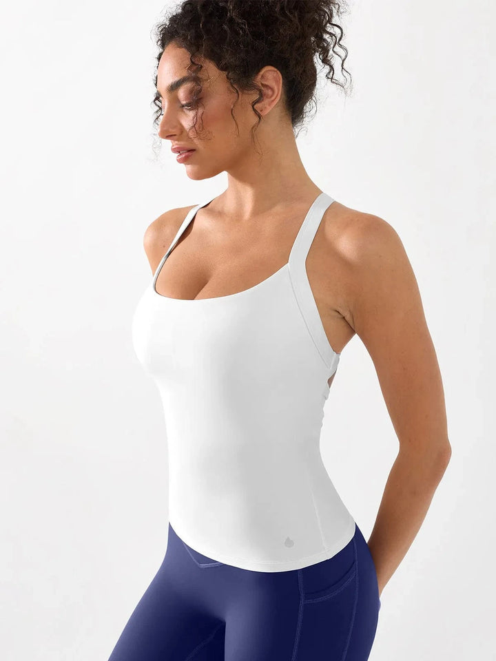 BRXL® Halter Buckle Tank Top with Shlef Bra For Low Impact Yoga