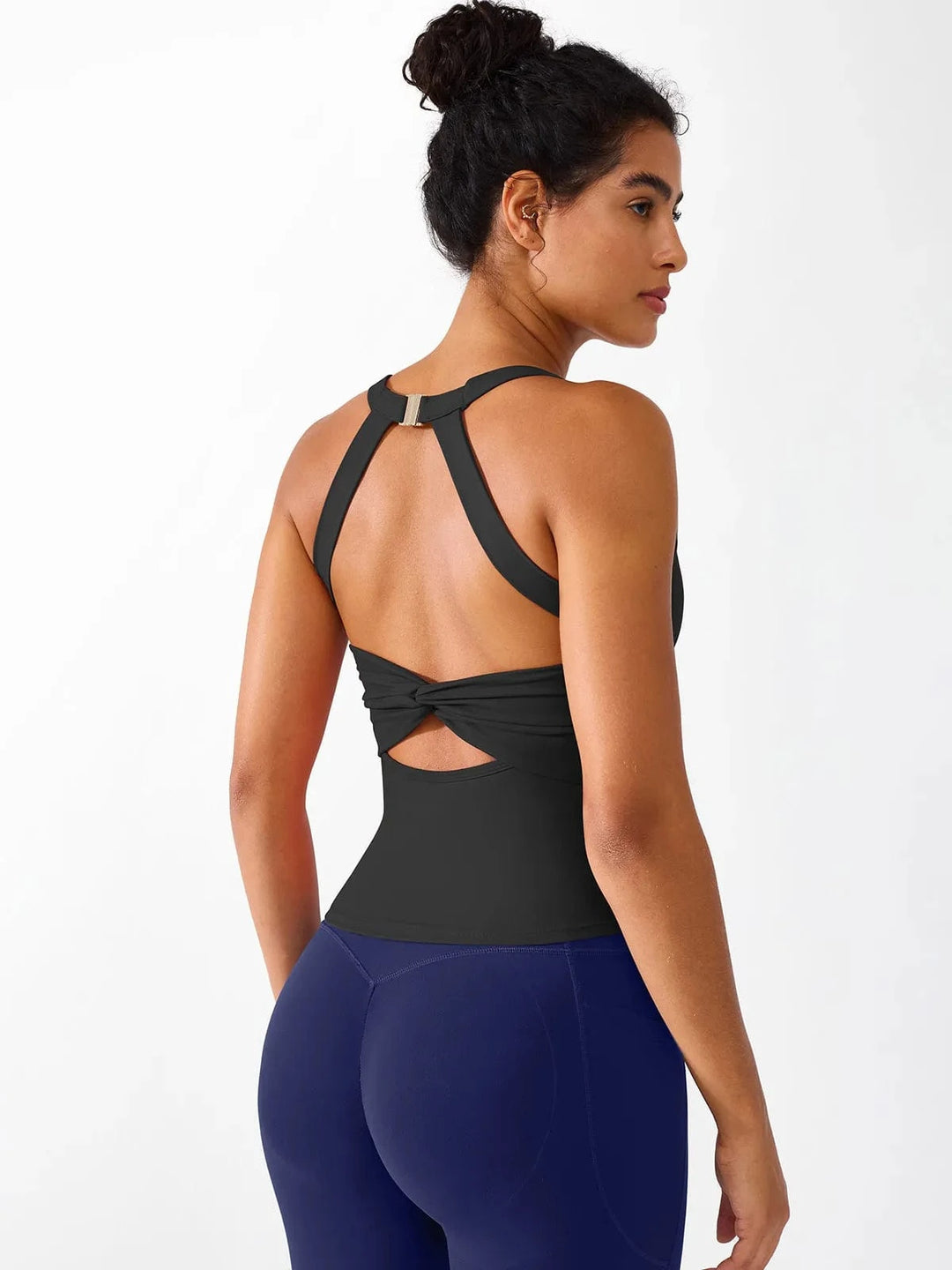 BRXL® Halter Buckle Tank Top with Shlef Bra For Low Impact Yoga