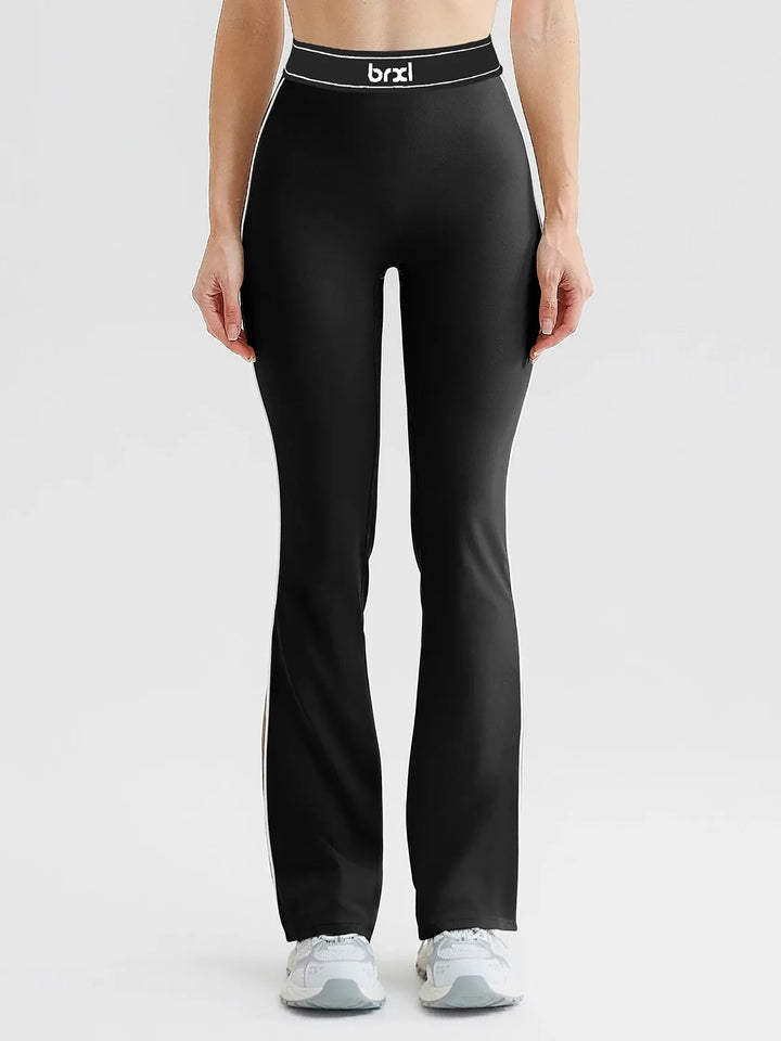 High-Waisted Butt Lift Contrast Piping Seamless Flare Leggings