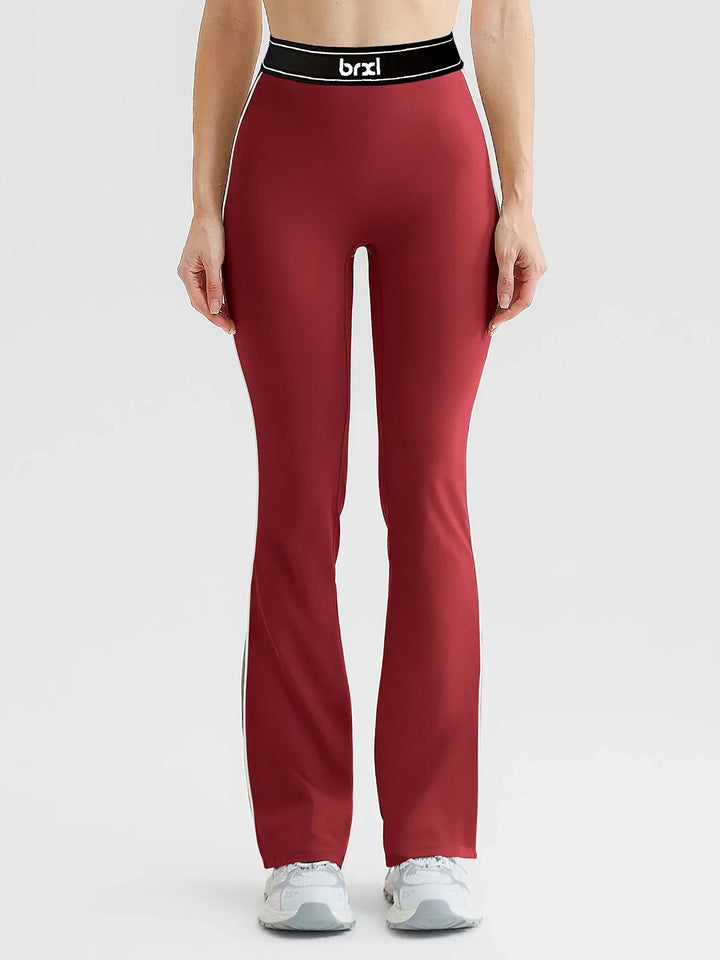 High-Waisted Butt Lift Contrast Piping Seamless Flare Leggings