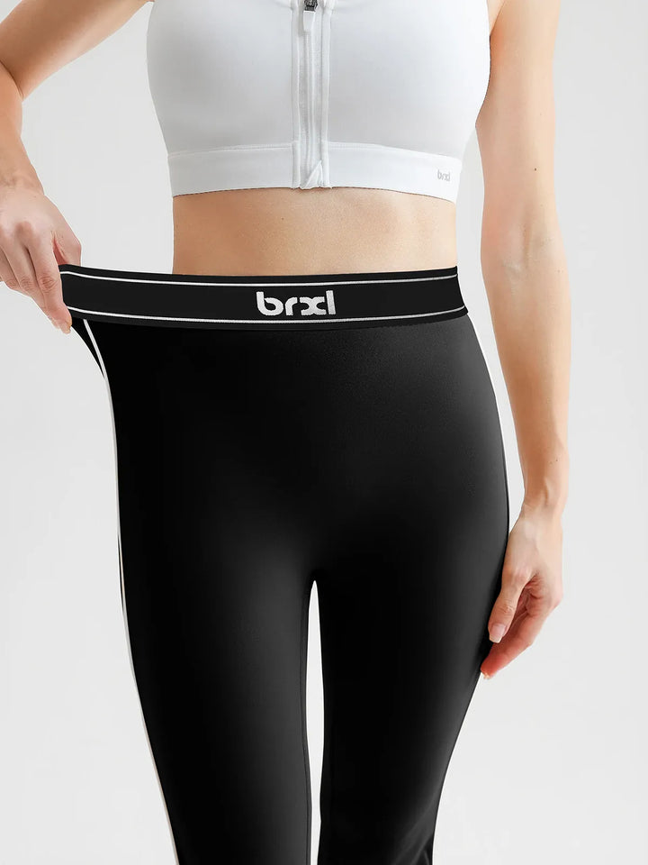 High-Waisted Butt Lift Contrast Piping Seamless Flare Leggings