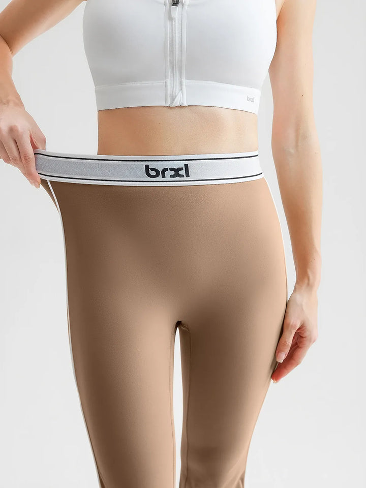 High-Waisted Butt Lift Contrast Piping Seamless Flare Leggings