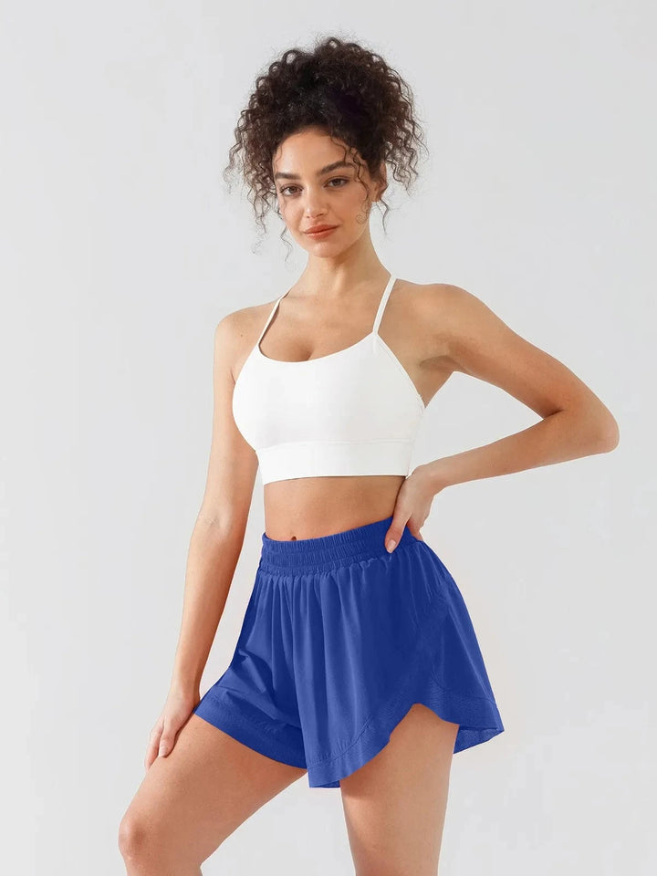 BRXL® XS（2） / Blue High Waisted Butterfly Split Running Shorts For Women