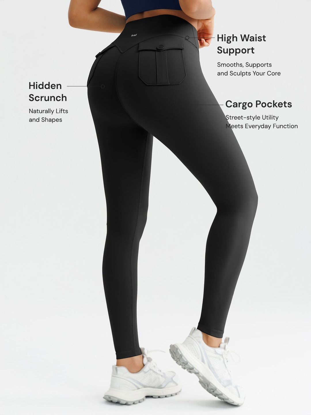 High-Waisted Hidden Scrunch Leggings with Cargo Pockets