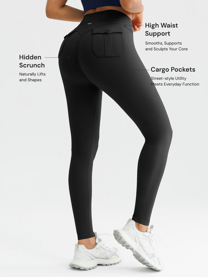 High-Waisted Hidden Scrunch Leggings with Cargo Pockets