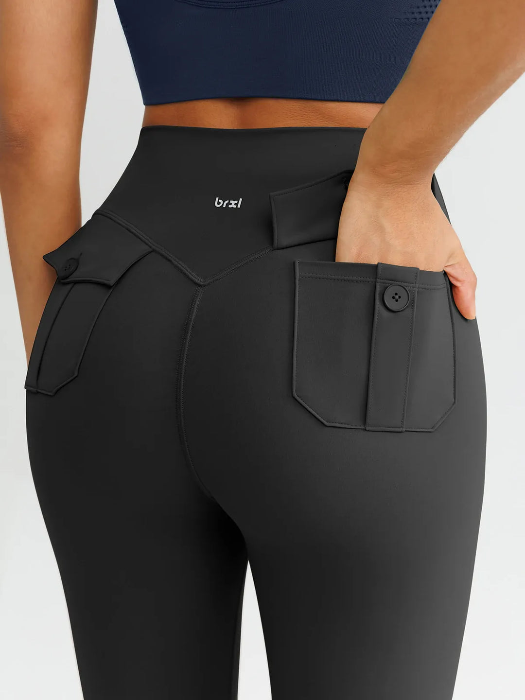 High-Waisted Hidden Scrunch Leggings with Cargo Pockets