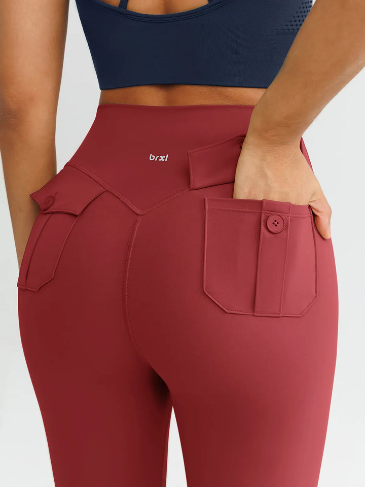 High-Waisted Hidden Scrunch Leggings with Cargo Pockets