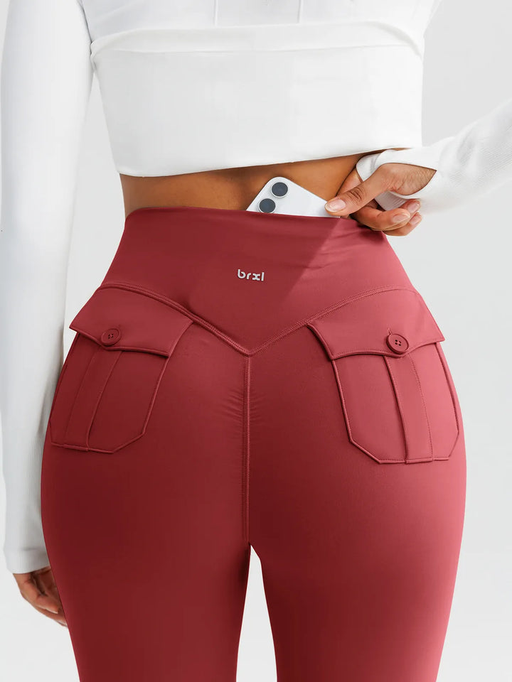 High-Waisted Hidden Scrunch Leggings with Cargo Pockets