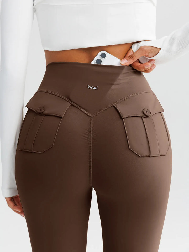 High-Waisted Hidden Scrunch Leggings with Cargo Pockets