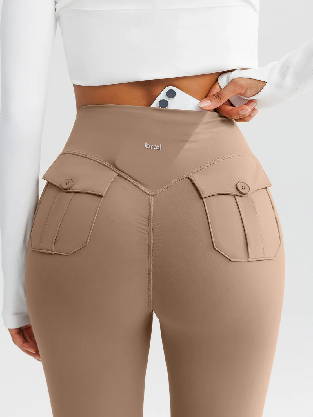 High-Waisted Hidden Scrunch Leggings with Cargo Pockets