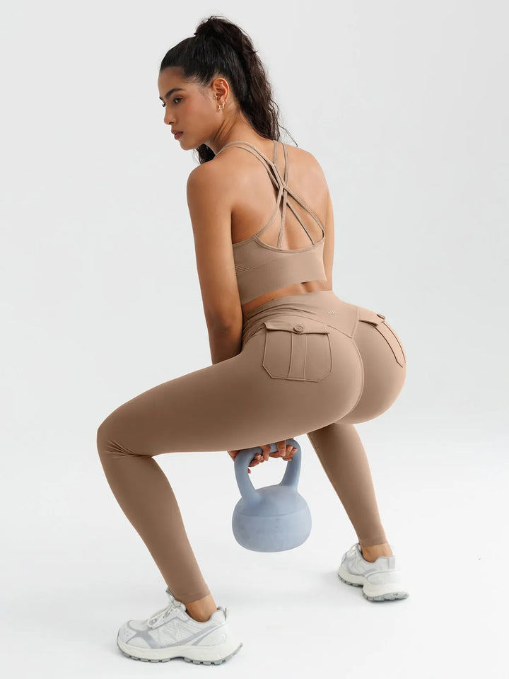 High-Waisted Hidden Scrunch Leggings with Cargo Pockets
