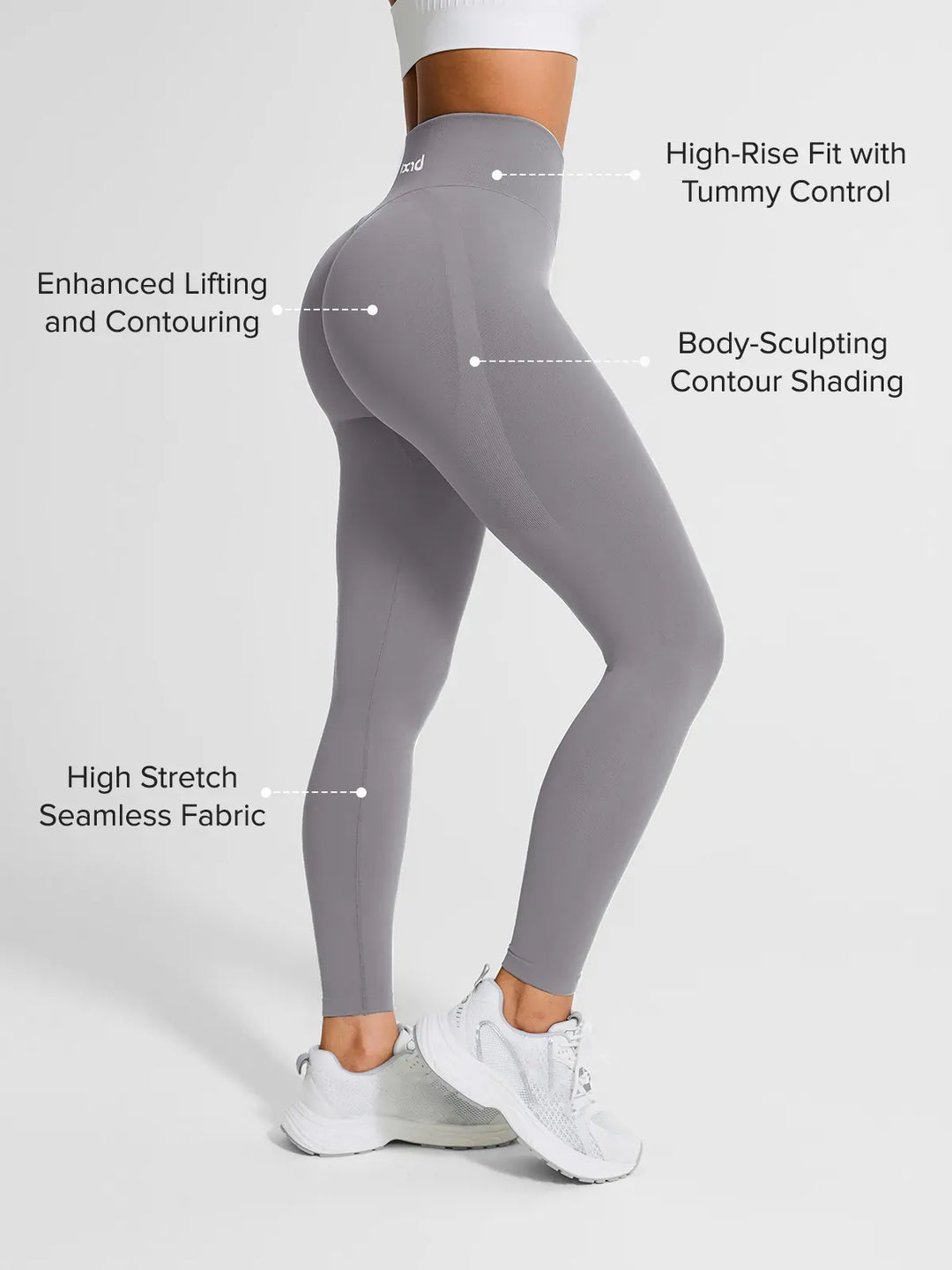 A model wearing a BRXL® High Waisted Seamless Triple layer Butt-Lifting Leggings With Tummy Control in