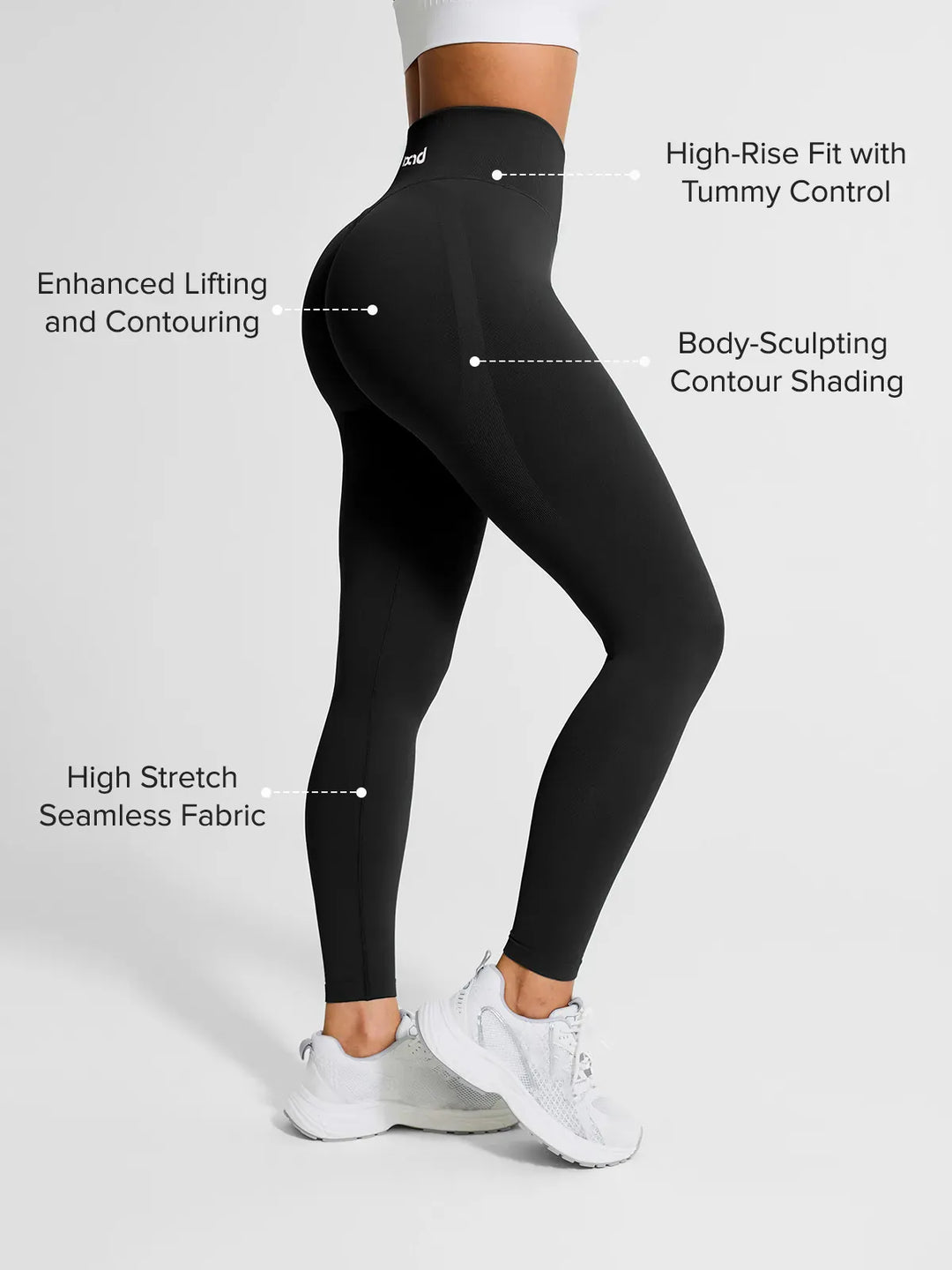 A model wearing a BRXL® High Waisted Seamless Triple layer Butt-Lifting Leggings With Tummy Control in