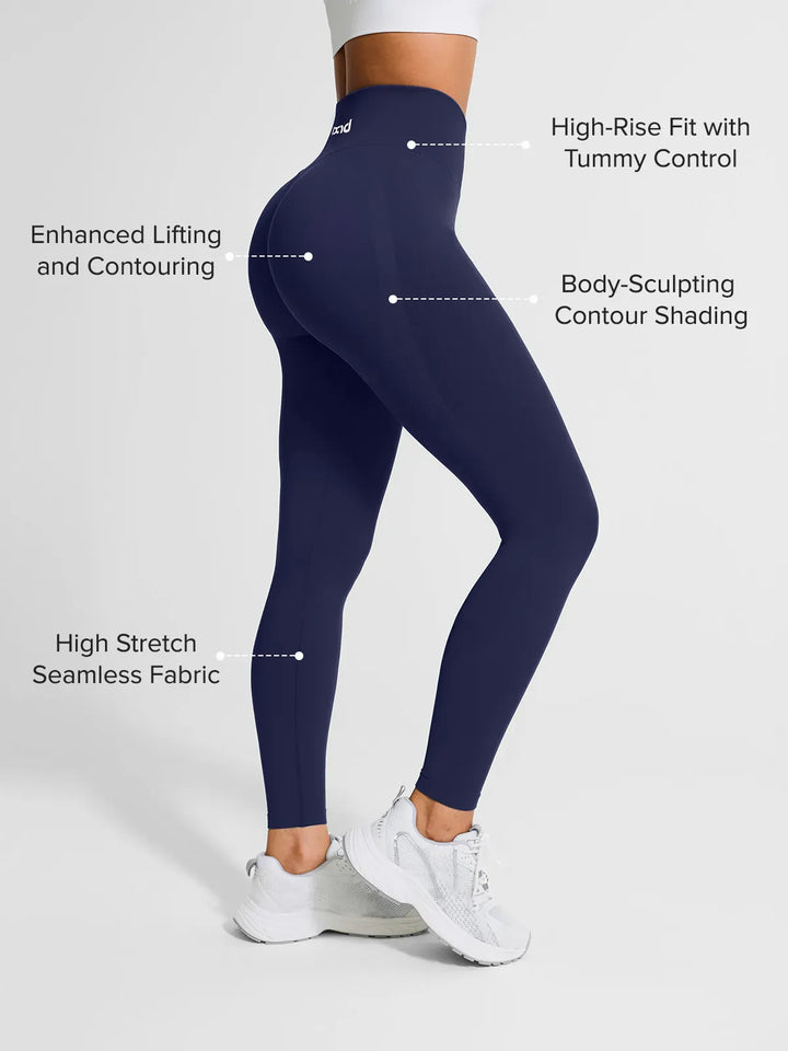 A model wearing a BRXL® High Waisted Seamless Triple layer Butt-Lifting Leggings With Tummy Control in