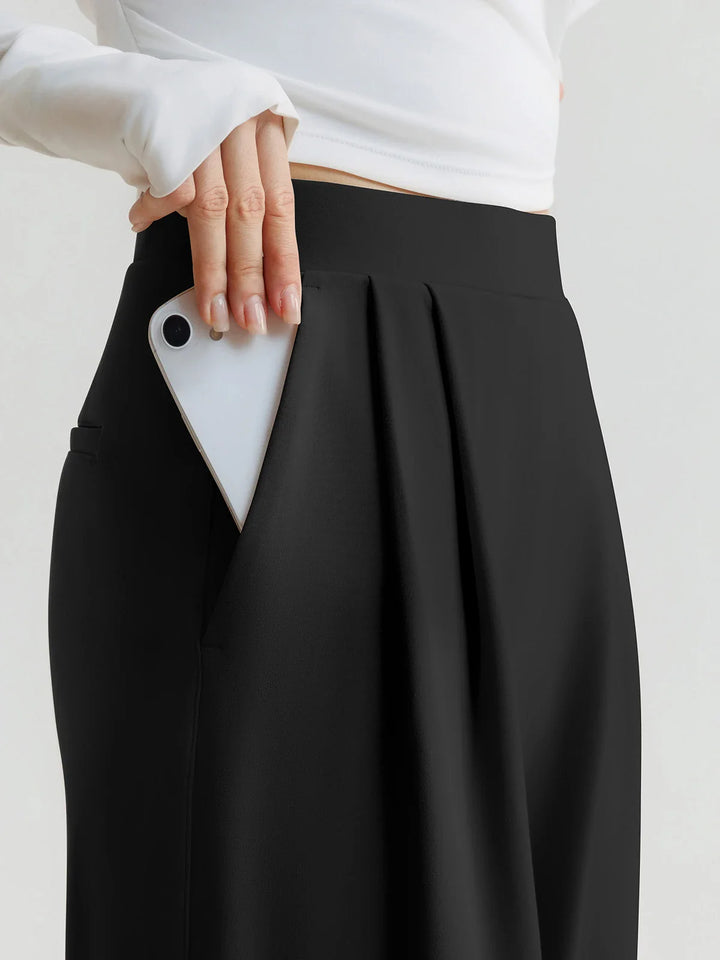 A model wearing a BRXL® High Waisted Straight Leg Commuter Pants With Pockets
