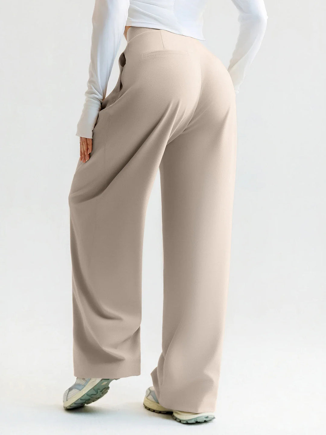 A model wearing a BRXL® High Waisted Straight Leg Commuter Pants With Pockets