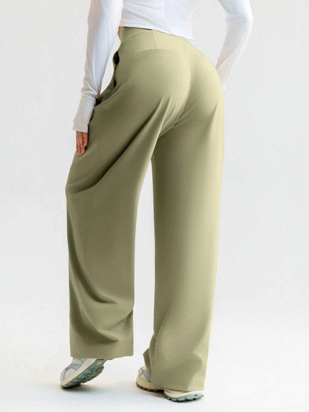 A model wearing a BRXL® High Waisted Straight Leg Commuter Pants With Pockets