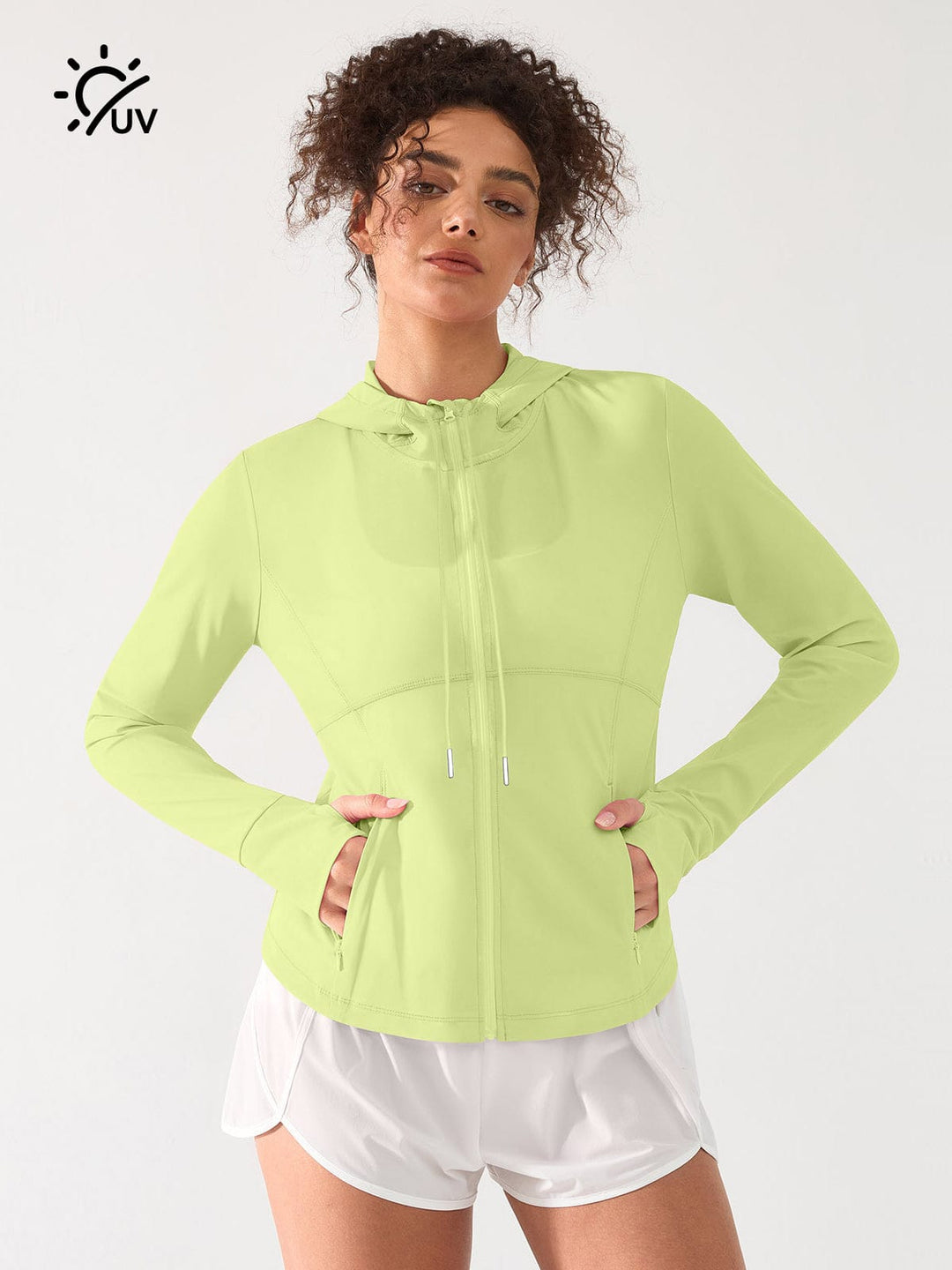 A model wearing a BRXL® Lightweight UV Protection Summer Jacket in S（4-6） / Green