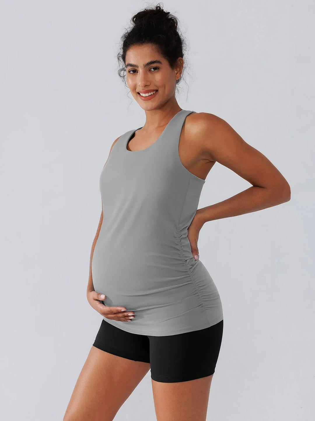 BRXL® S（4-6） / Gray Maternity Tank Tops with Shelf Bra
