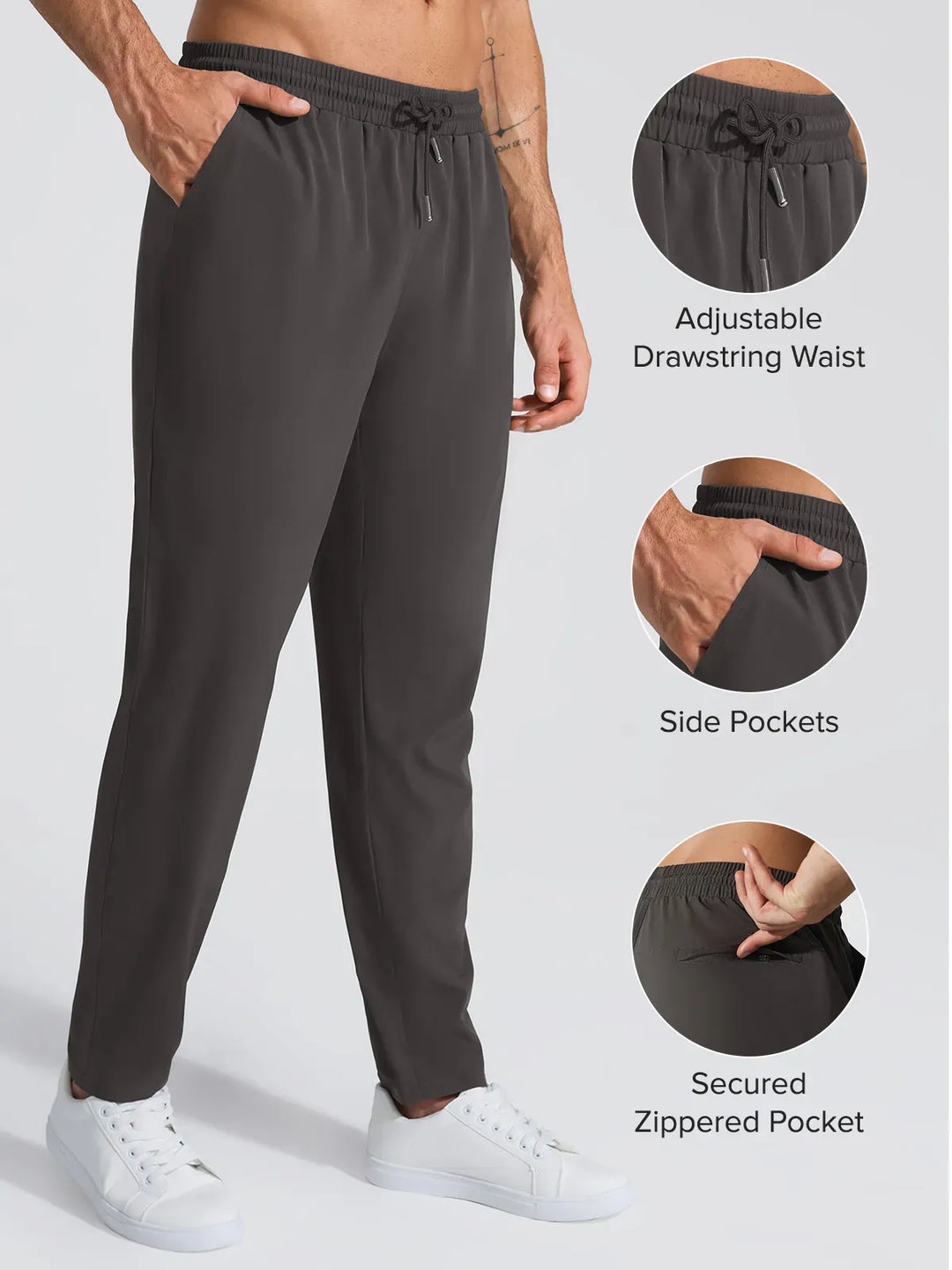 A model wearing a BRXL® Men’s  Adjustable Waist Tapered Activewear Joggers in