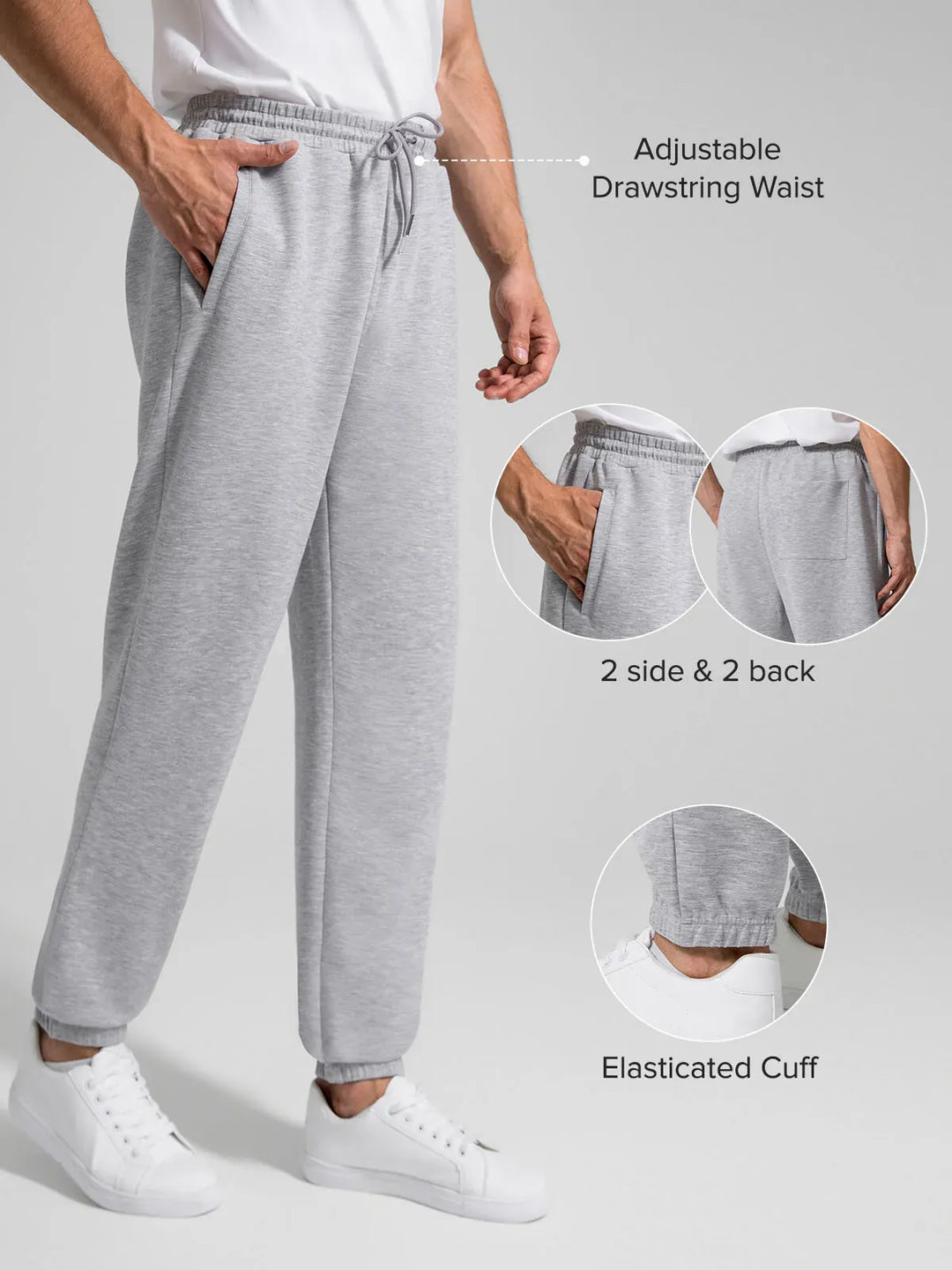 A model wearing a BRXL® Men's Four Pockets Drawstring Waist Activewear Sweatpants in