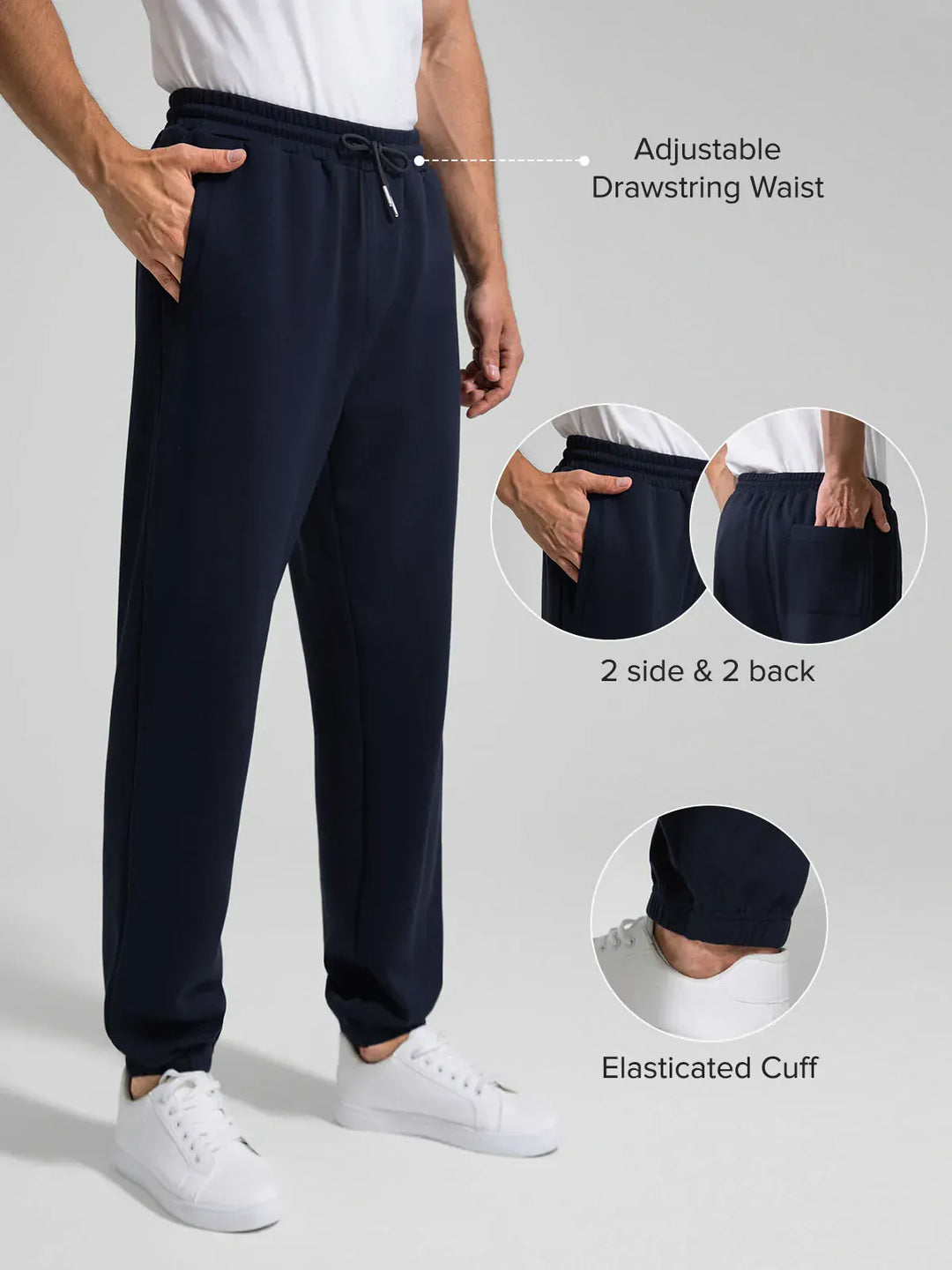A model wearing a BRXL® Men's Four Pockets Drawstring Waist Activewear Sweatpants in