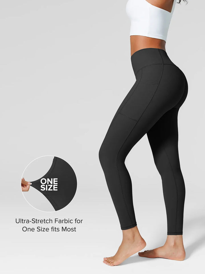 A model wearing a BRXL® One Size Fits Most Sporty High-Waisted Leggings in